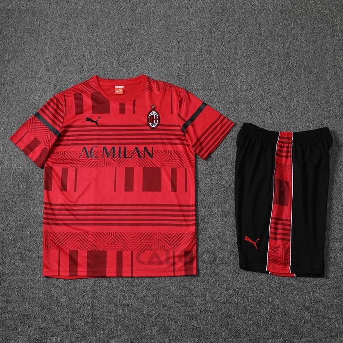 Tuta da Track Milan Manica Corta 2022-2023 Rosso - Pantaloncini